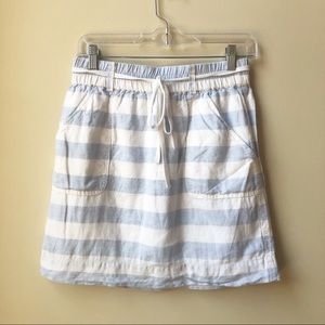 Loft blue striped pull on tie waist skirt XS
